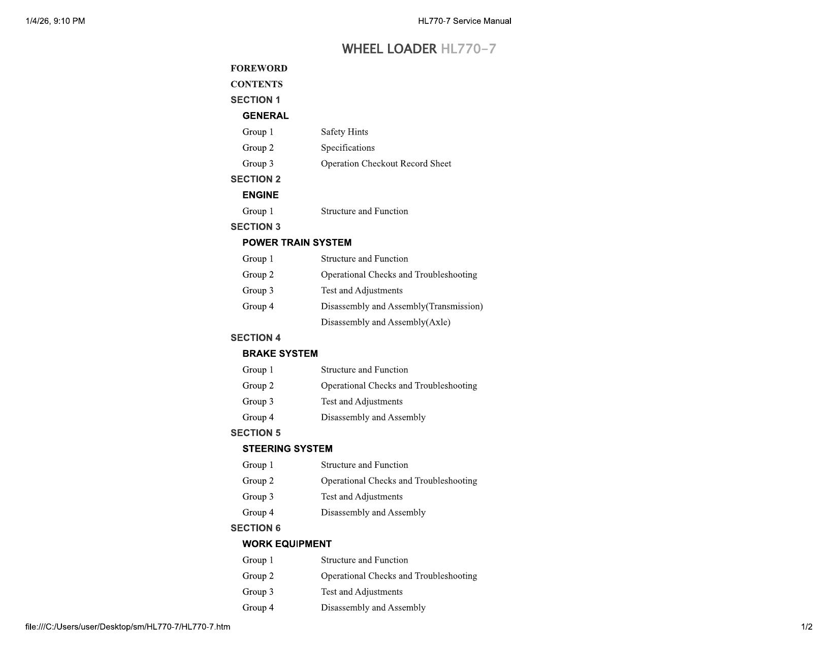 HL770-7 Service Manual